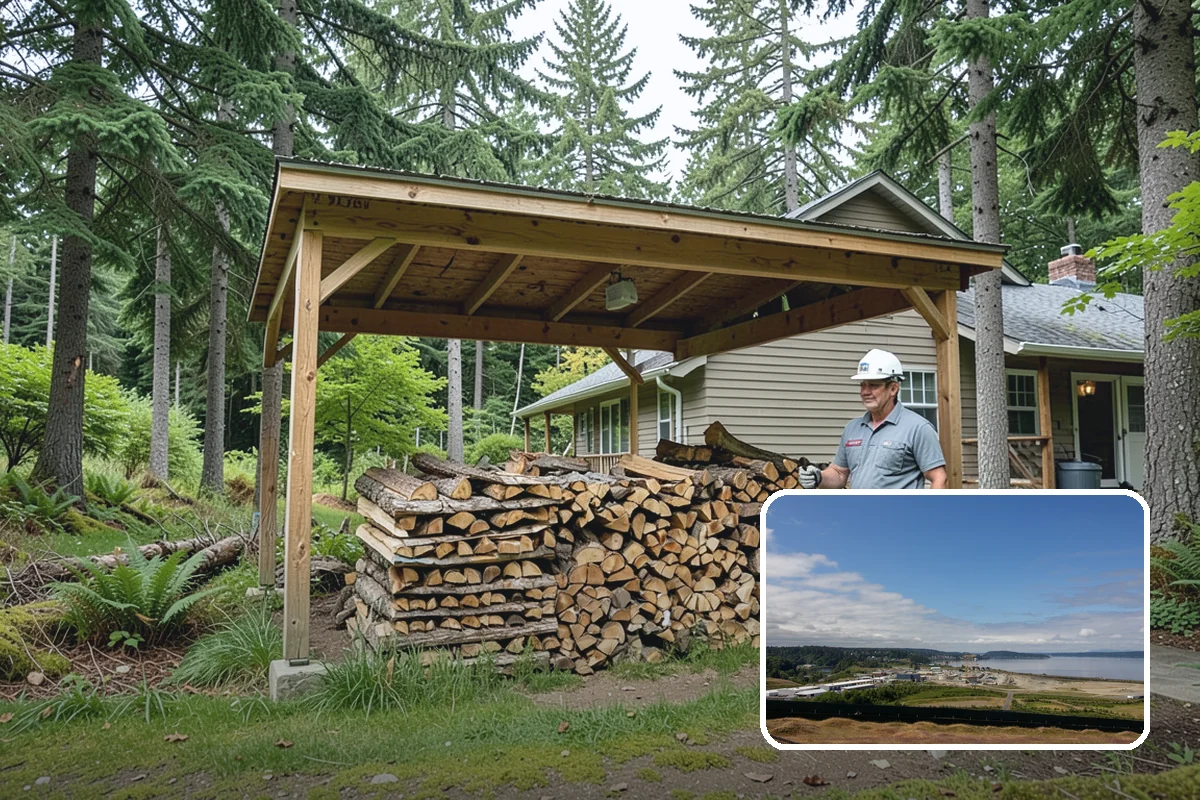 Vacation Rental Firewood in University Place, Pierce County, WA - Guests arrive to a stocked, ready-to-burn woodpile