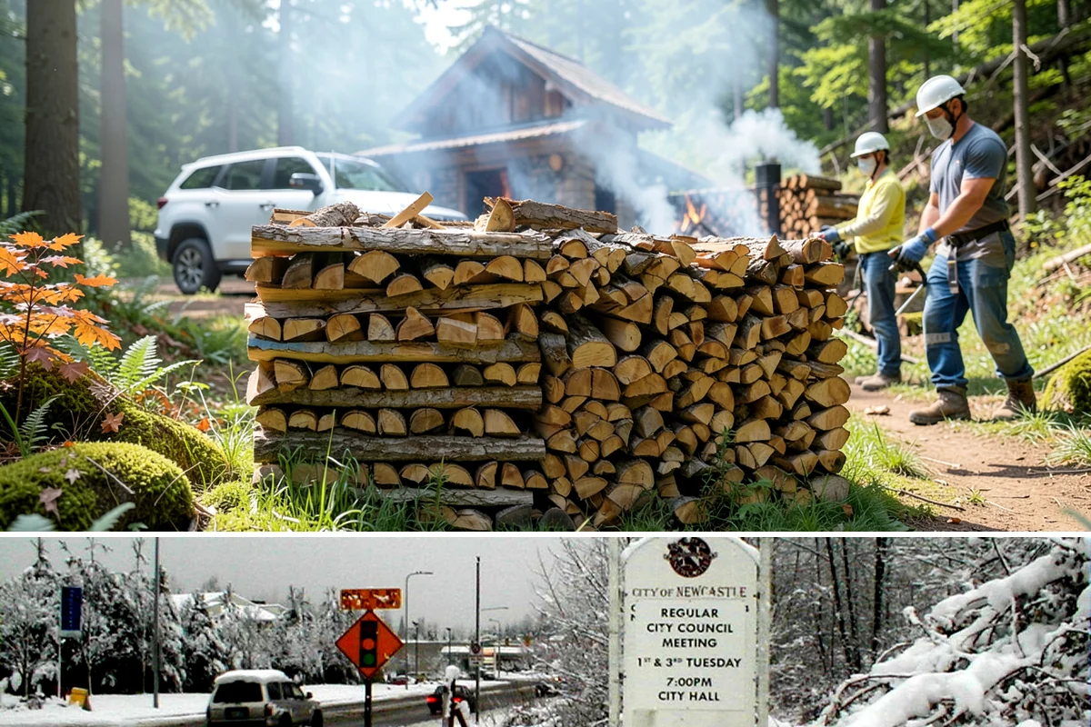 Winter Firewood Delivery in Newcastle, King County, WA - This is our peak season from the first hard cold through late winter, so booking early locks in dependable resupply.