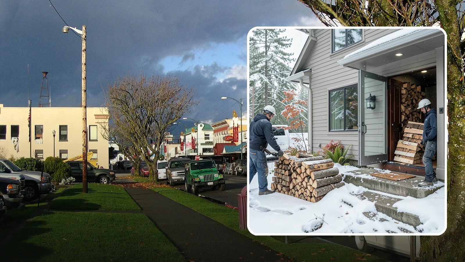 Winter Storm Firewood in Arlington, Snohomish County, WA - When a Pacific Northwest winter storm rolls in, we get burnable wood to your door before the worst of it hits.