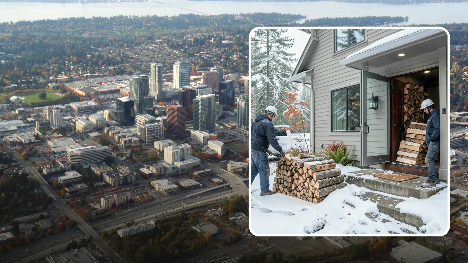 Winter Storm Firewood in Bellevue, King County, WA - When a Pacific Northwest winter storm rolls in, we get burnable wood to your door before the worst of it hits.