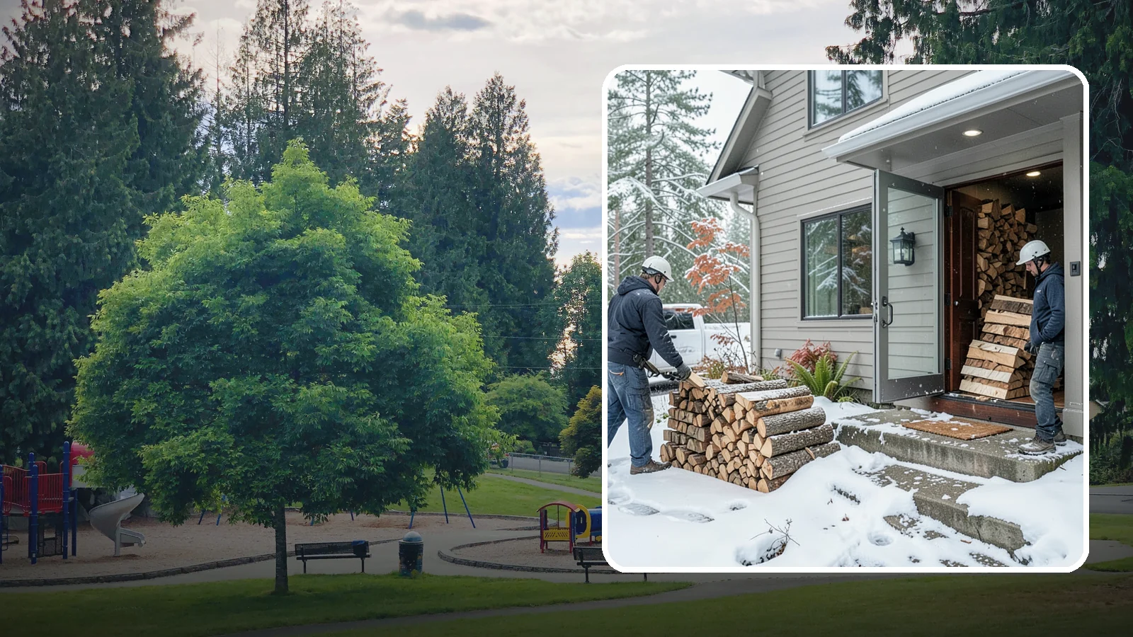 Winter Storm Firewood in Bonney Lake, Pierce County, WA - When a Pacific Northwest winter storm rolls in, we get burnable wood to your door before the worst of it hits.