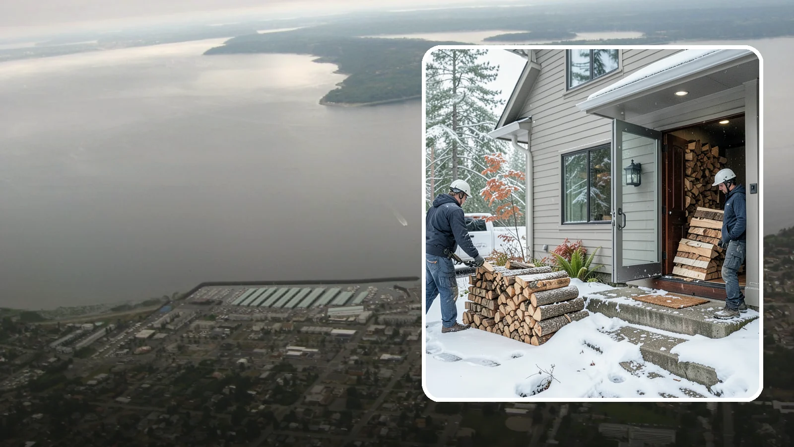Winter Storm Firewood in Des Moines, King County, WA - When a Pacific Northwest winter storm rolls in, we get burnable wood to your door before the worst of it hits.