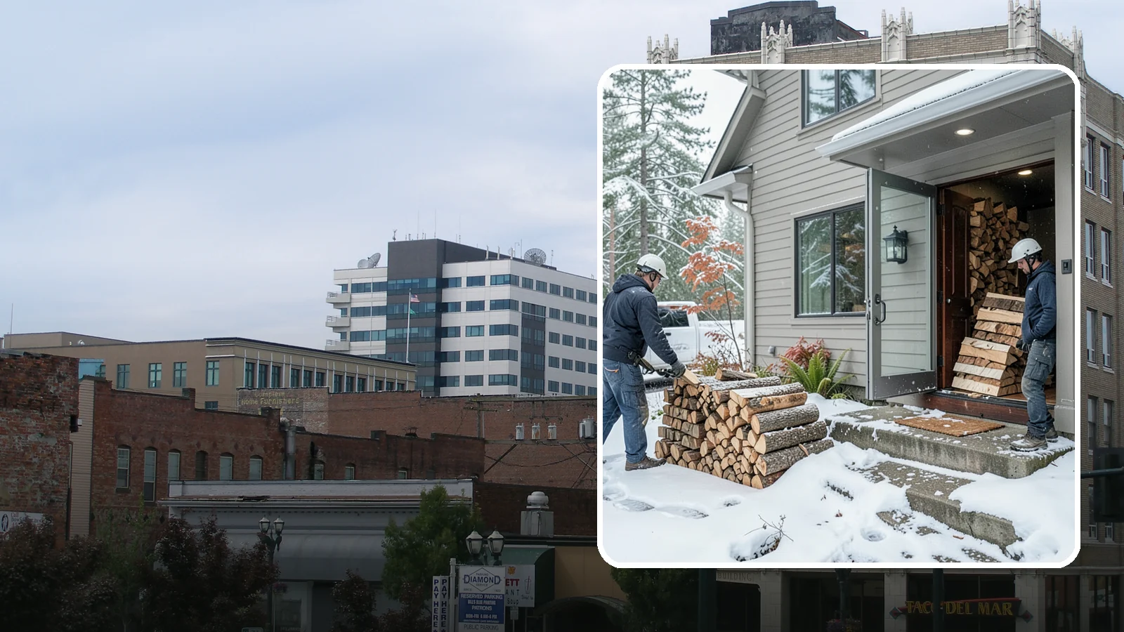 Winter Storm Firewood in Everett, Snohomish County, WA - When a Pacific Northwest winter storm rolls in, we get burnable wood to your door before the worst of it hits.