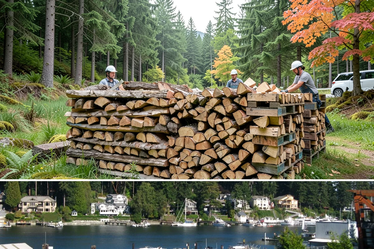 Winter Storm Firewood in Gig Harbor, Pierce County, WA - Peak demand runs from late fall through winter, so ordering as soon as a storm appears in the forecast secures your delivery.