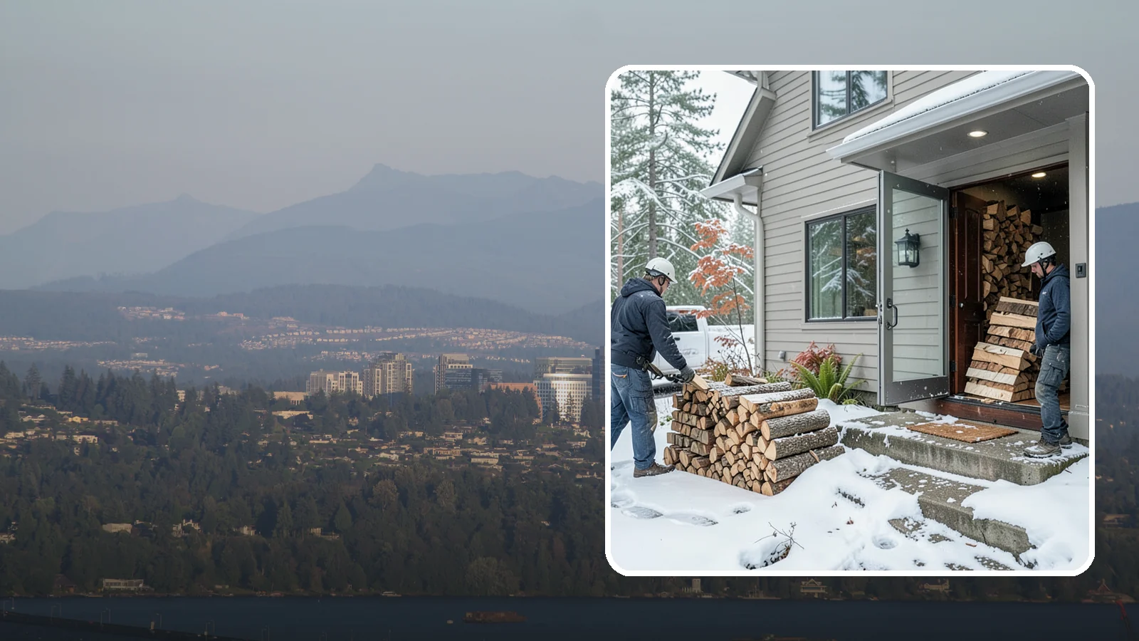 Winter Storm Firewood in Medina, King County, WA - When a Pacific Northwest winter storm rolls in, we get burnable wood to your door before the worst of it hits.