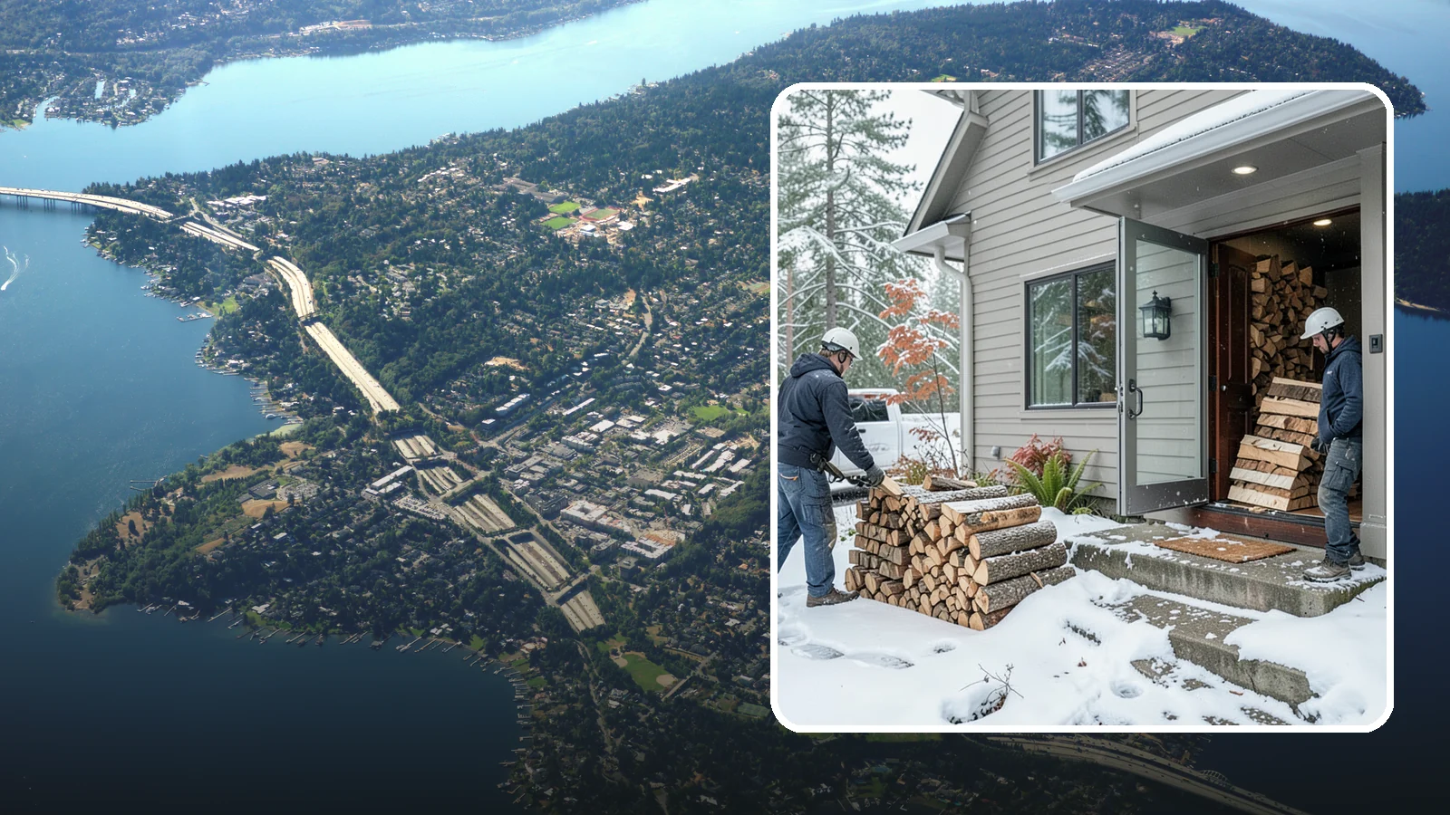 Winter Storm Firewood in Mercer Island, King County, WA - When a Pacific Northwest winter storm rolls in, we get burnable wood to your door before the worst of it hits.