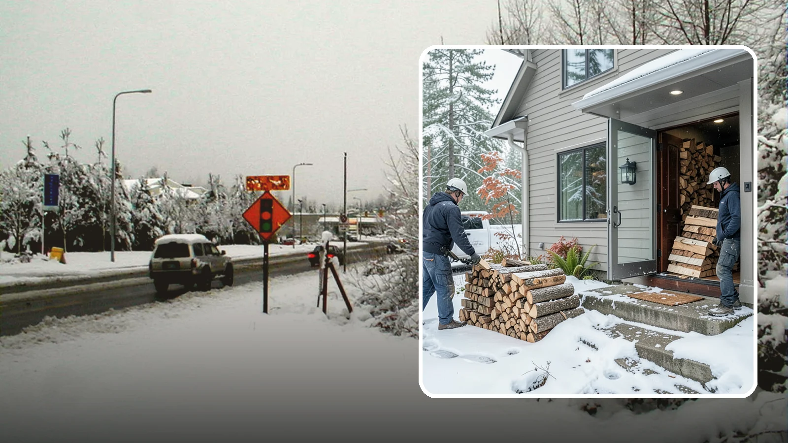 Winter Storm Firewood in Newcastle, King County, WA - When a Pacific Northwest winter storm rolls in, we get burnable wood to your door before the worst of it hits.