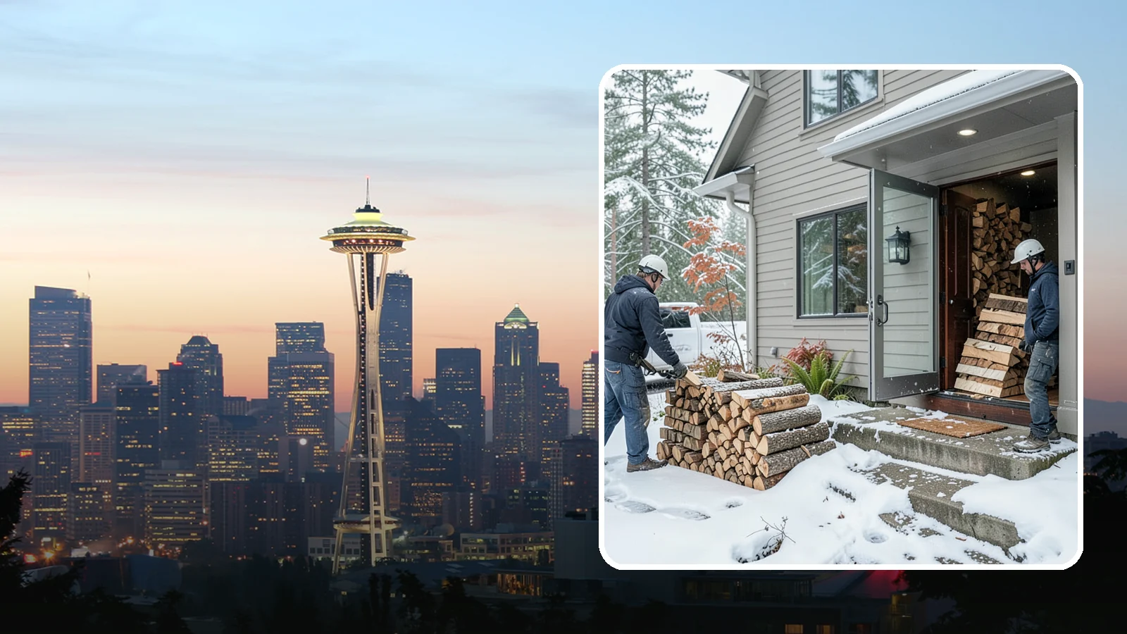 Winter Storm Firewood in Seattle, King County, WA - When a Pacific Northwest winter storm rolls in, we get burnable wood to your door before the worst of it hits.