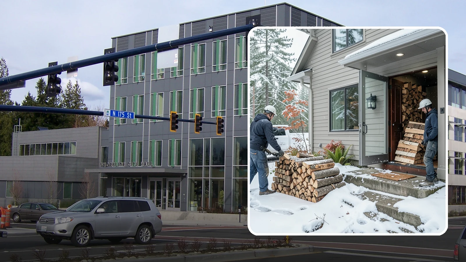 Winter Storm Firewood in Shoreline, King County, WA - When a Pacific Northwest winter storm rolls in, we get burnable wood to your door before the worst of it hits.