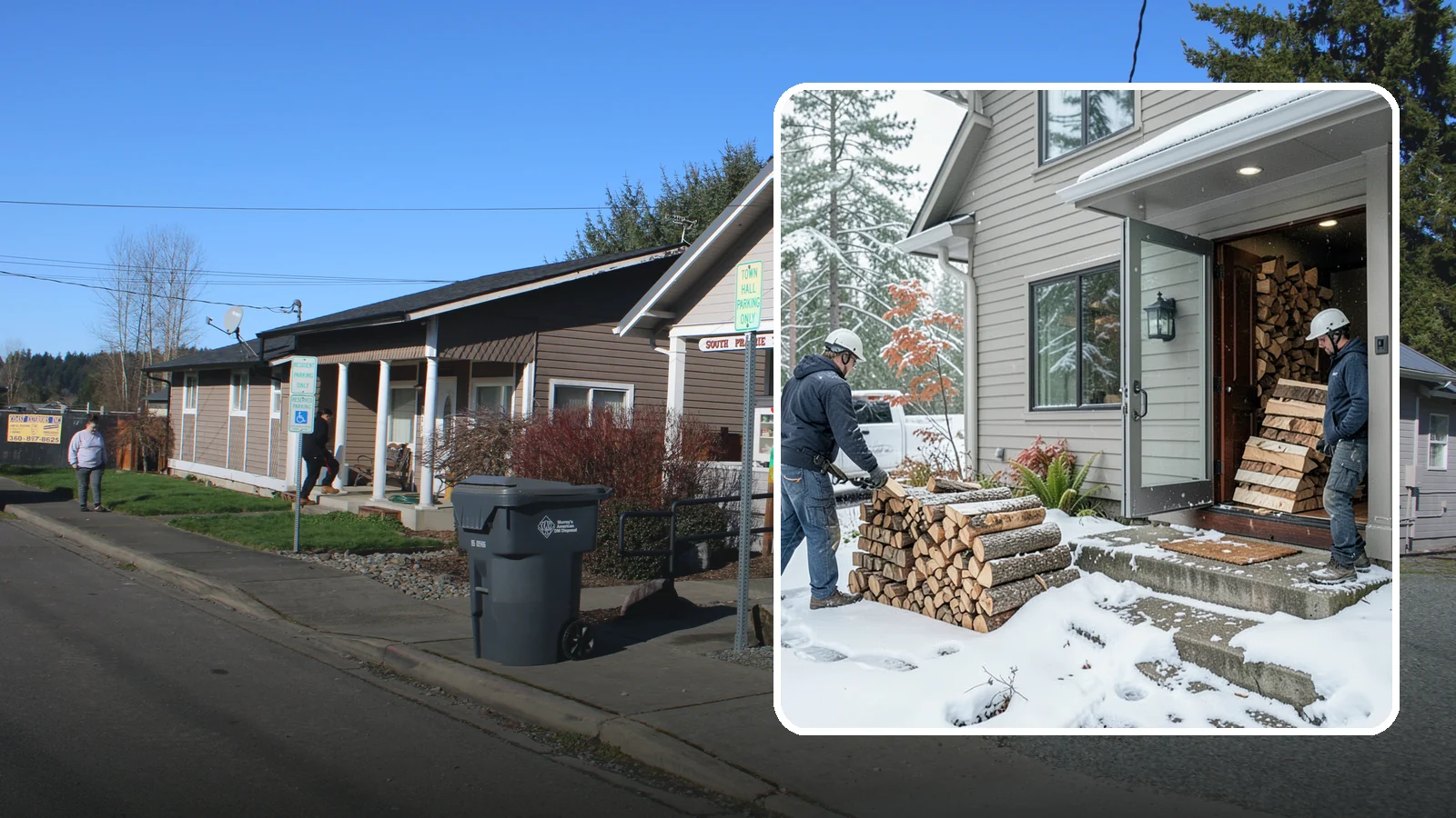 Winter Storm Firewood in South Prairie, Pierce County, WA - When a Pacific Northwest winter storm rolls in, we get burnable wood to your door before the worst of it hits.