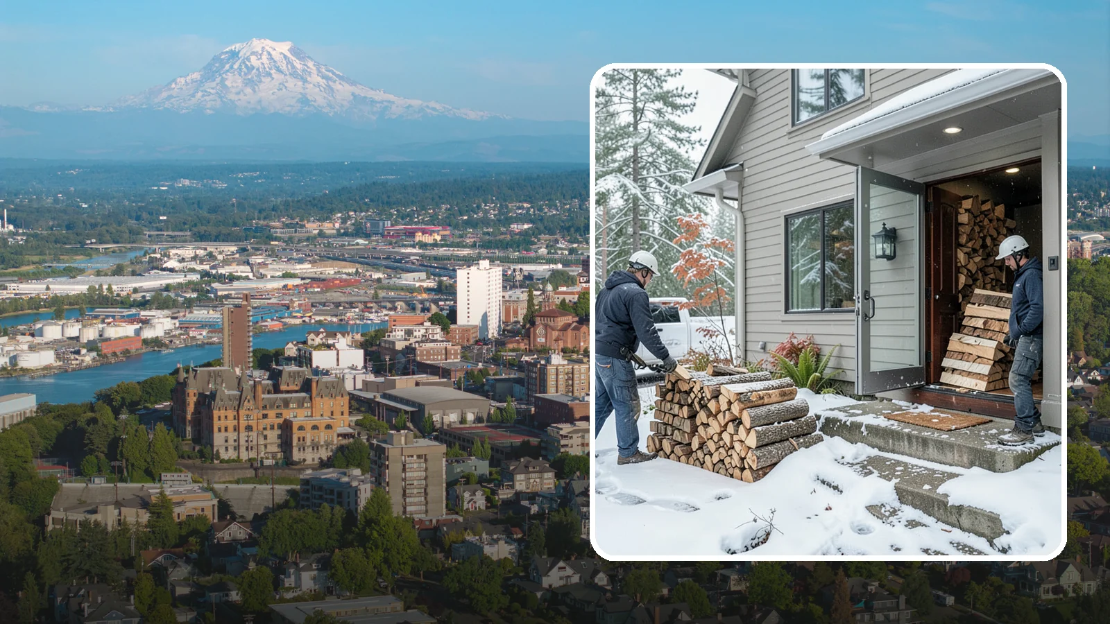 Winter Storm Firewood in Tacoma, Pierce County, WA - When a Pacific Northwest winter storm rolls in, we get burnable wood to your door before the worst of it hits.
