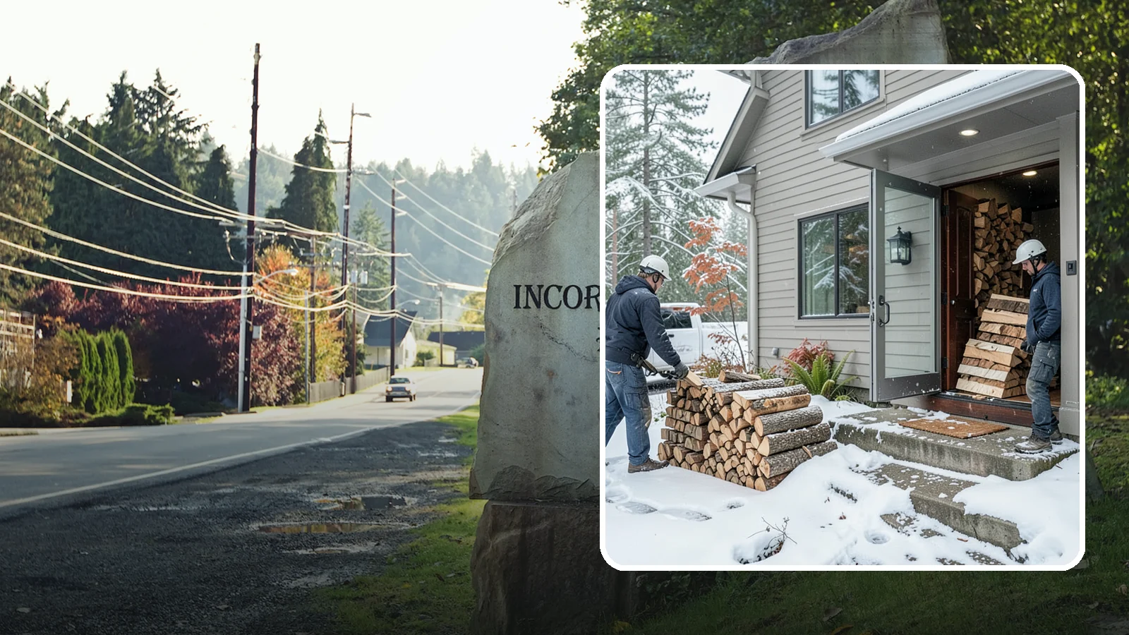 Winter Storm Firewood in Wilkeson, Pierce County, WA - When a Pacific Northwest winter storm rolls in, we get burnable wood to your door before the worst of it hits.