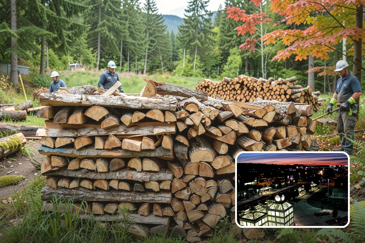 Wood Chip Cleanup in Auburn, King County, WA - Clears cluttered splitting zones for safer footing
