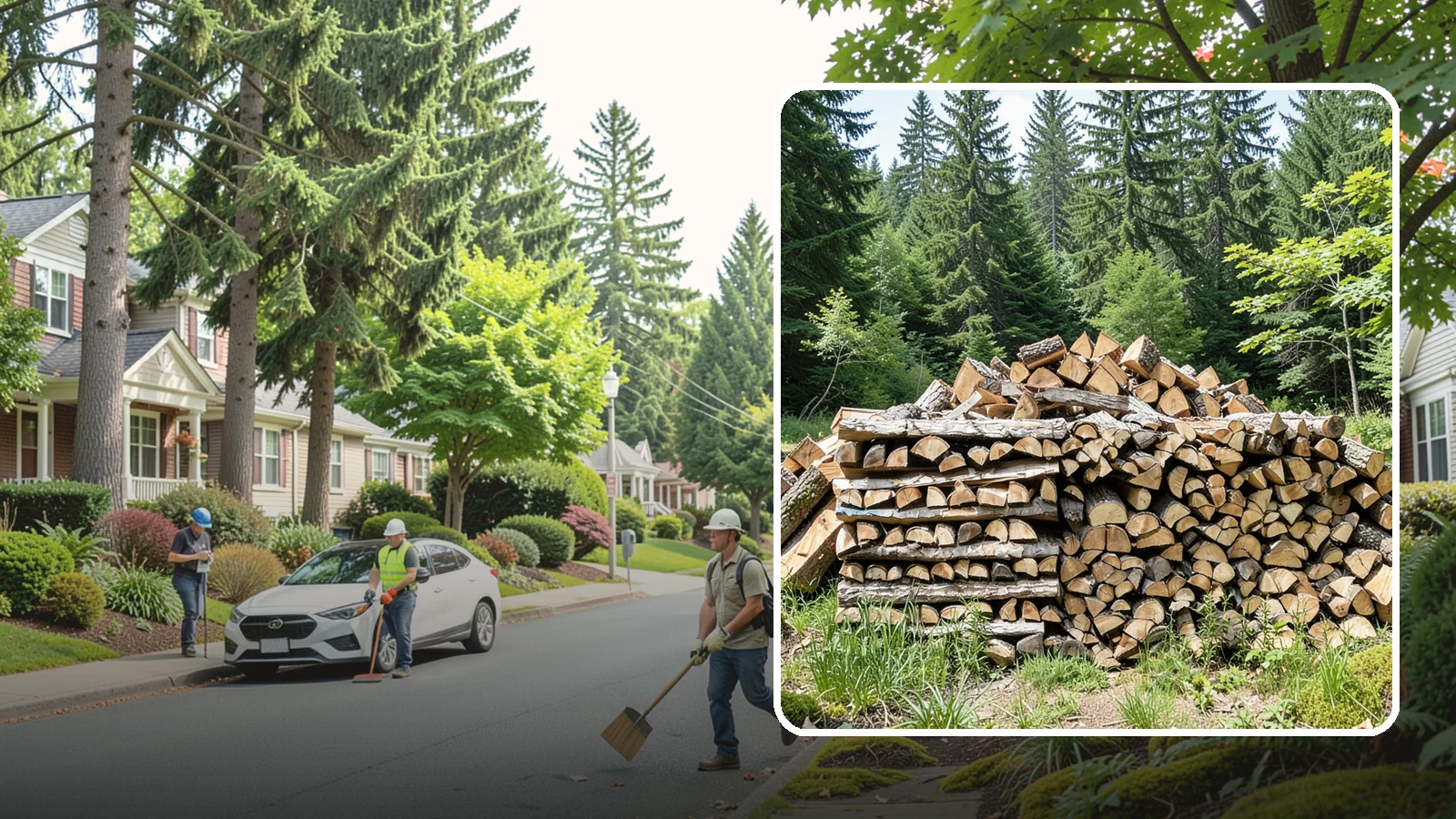 Wood Chip Cleanup in Beaux Arts Village, King County, WA - We remove the chips and fine splitting fragments left behind wherever firewood is cut, split, or handled.