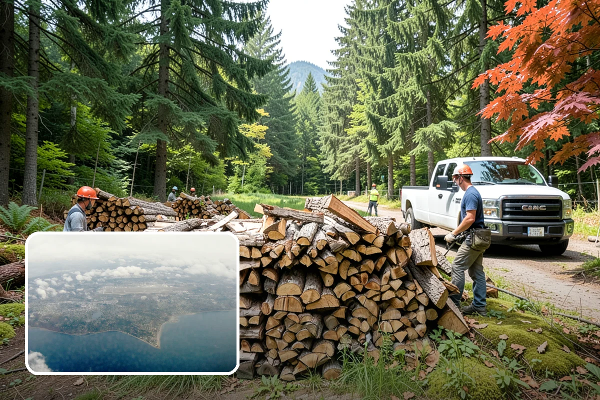 Wood Chip Cleanup in Burien, King County, WA - Clears cluttered splitting zones for safer footing