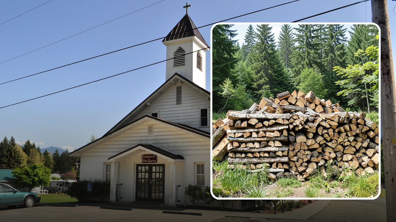 Wood Chip Cleanup in Concrete, Skagit County, WA - We remove the chips and fine splitting fragments left behind wherever firewood is cut, split, or handled.
