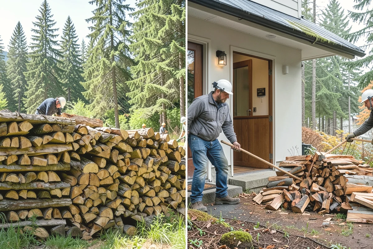 Wood Chip Cleanup in Covington, King County, WA - Identify the splitting zone and any drift areas