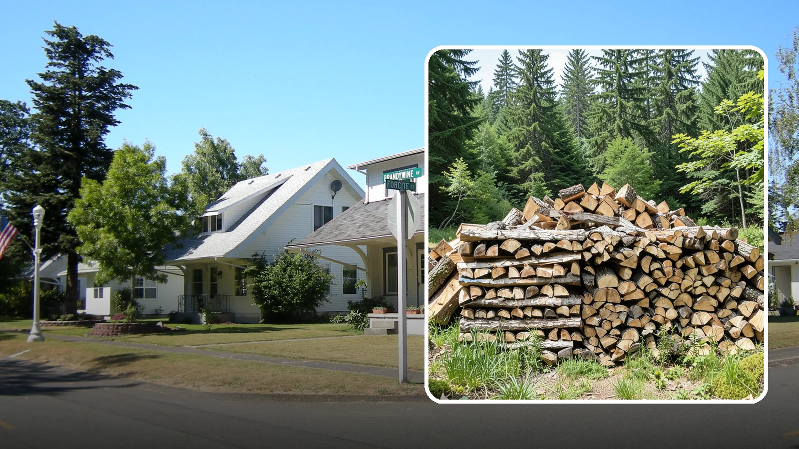 Wood Chip Cleanup in DuPont, Pierce County, WA - We remove the chips and fine splitting fragments left behind wherever firewood is cut, split, or handled.