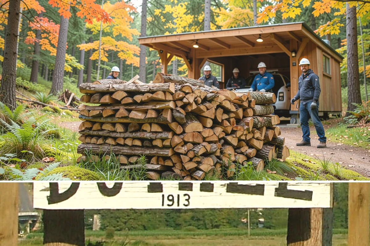 Wood Chip Cleanup in Duvall, King County, WA - Anytime after a big splitting session, with spring being popular once winter processing wraps up and the ground firms.