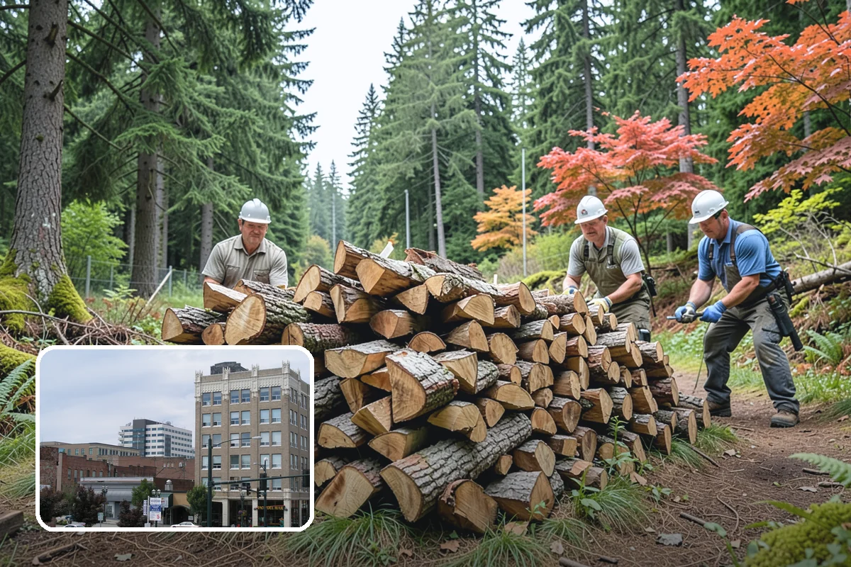 Wood Chip Cleanup in Everett, Snohomish County, WA - Clears cluttered splitting zones for safer footing