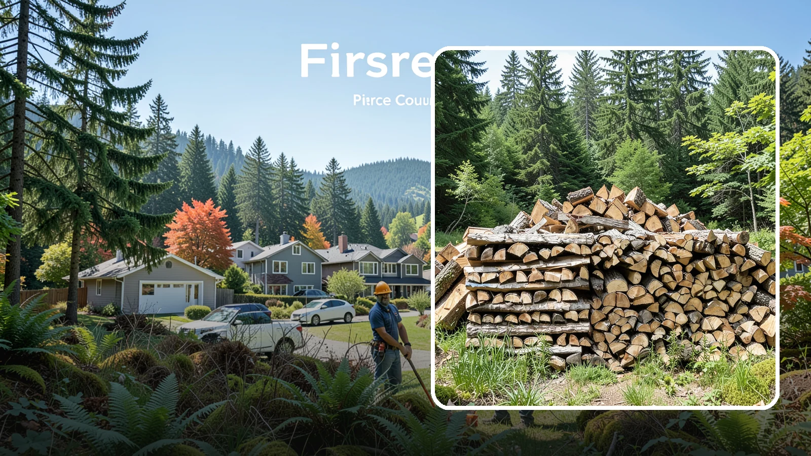 Wood Chip Cleanup in Fircrest, Pierce County, WA - We remove the chips and fine splitting fragments left behind wherever firewood is cut, split, or handled.