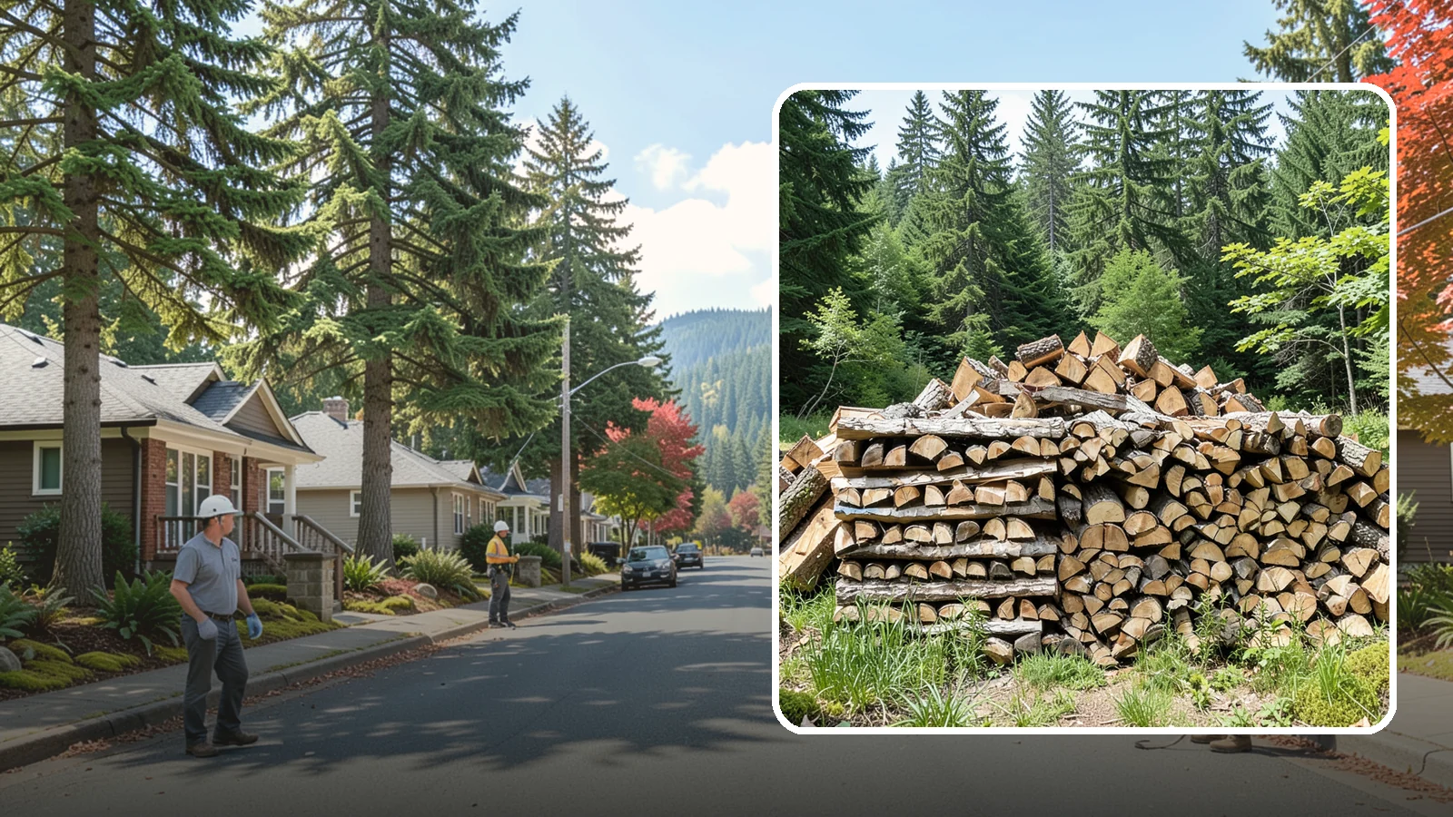 Wood Chip Cleanup in Hunts Point, King County, WA - We remove the chips and fine splitting fragments left behind wherever firewood is cut, split, or handled.