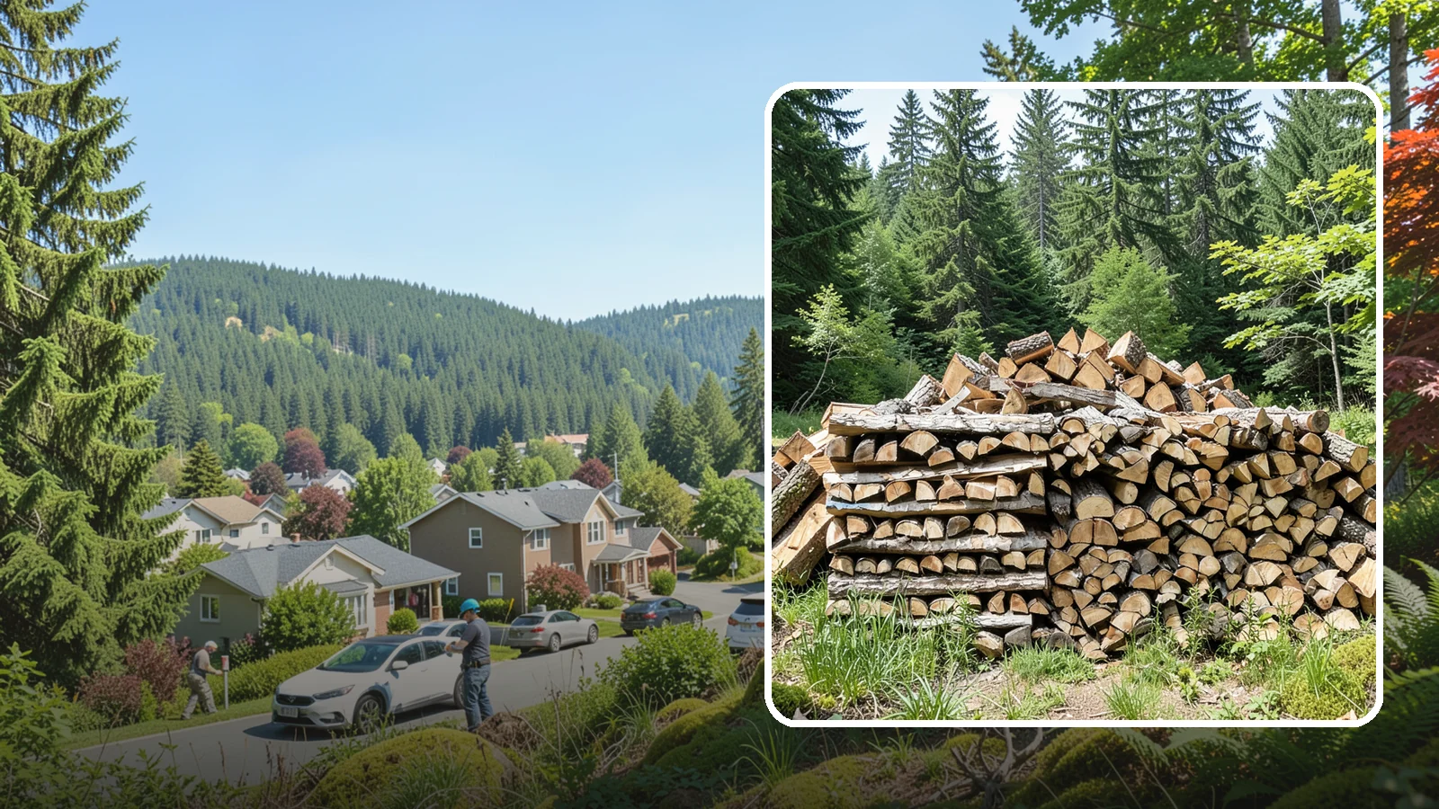 Wood Chip Cleanup in Index, Snohomish County, WA - We remove the chips and fine splitting fragments left behind wherever firewood is cut, split, or handled.
