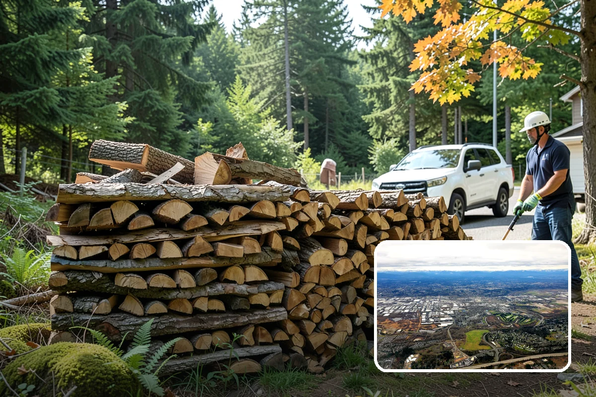 Wood Chip Cleanup in Kent, King County, WA - Clears cluttered splitting zones for safer footing