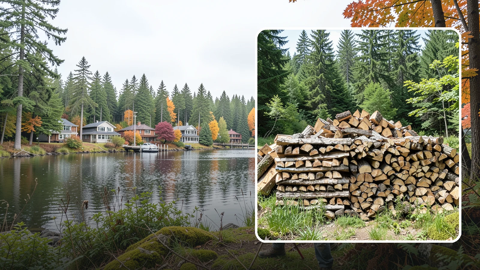 Wood Chip Cleanup in La Conner, Skagit County, WA - We remove the chips and fine splitting fragments left behind wherever firewood is cut, split, or handled.