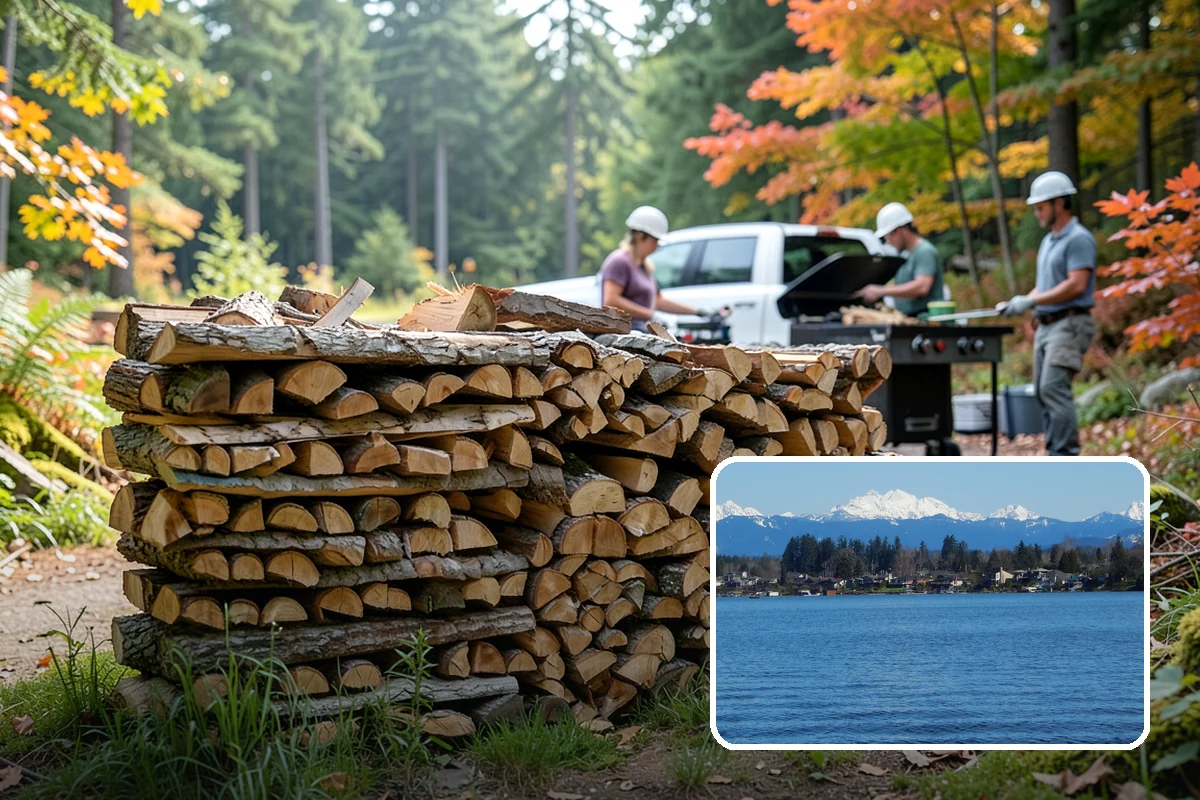 Wood Chip Cleanup in Lake Stevens, Snohomish County, WA - Clears cluttered splitting zones for safer footing