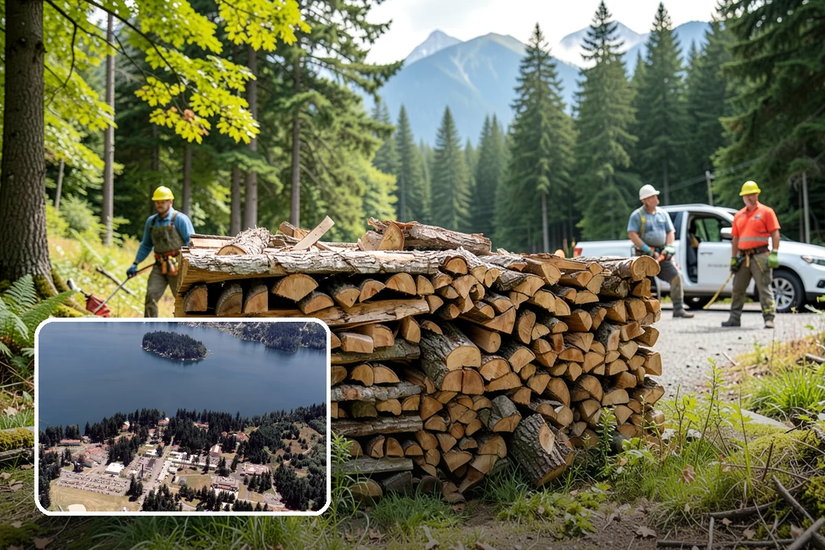 Wood Chip Cleanup in Lakewood, Pierce County, WA - Clears cluttered splitting zones for safer footing