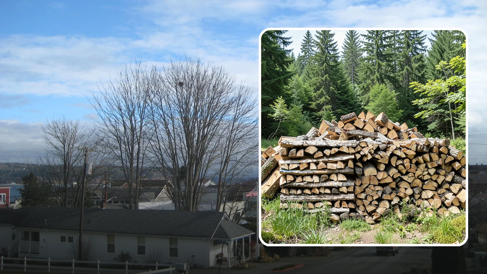 Wood Chip Cleanup in Langley, WA - We remove the chips and fine splitting fragments left behind wherever firewood is cut, split, or handled.