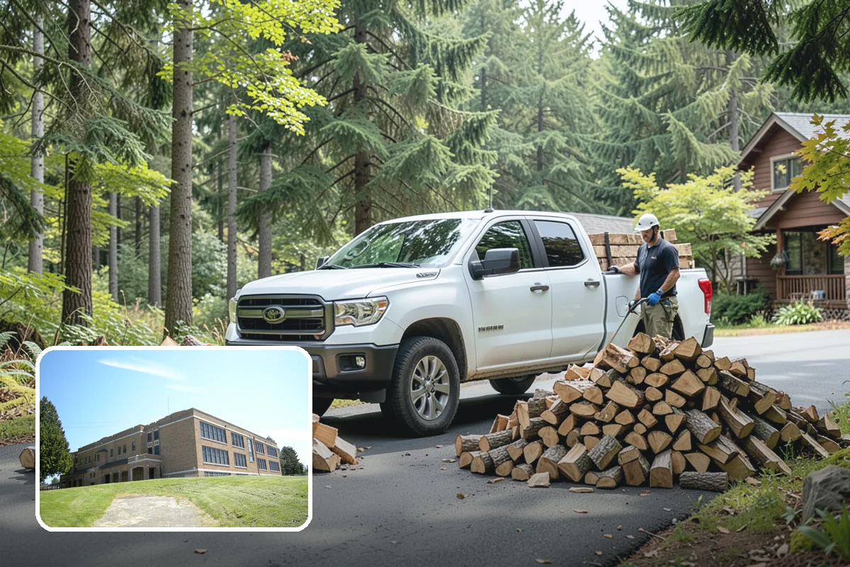 Wood Chip Cleanup in Maple Valley, King County, WA - Clears cluttered splitting zones for safer footing
