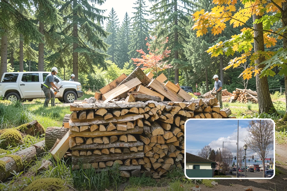 Wood Chip Cleanup in Marysville, Snohomish County, WA - Clears cluttered splitting zones for safer footing