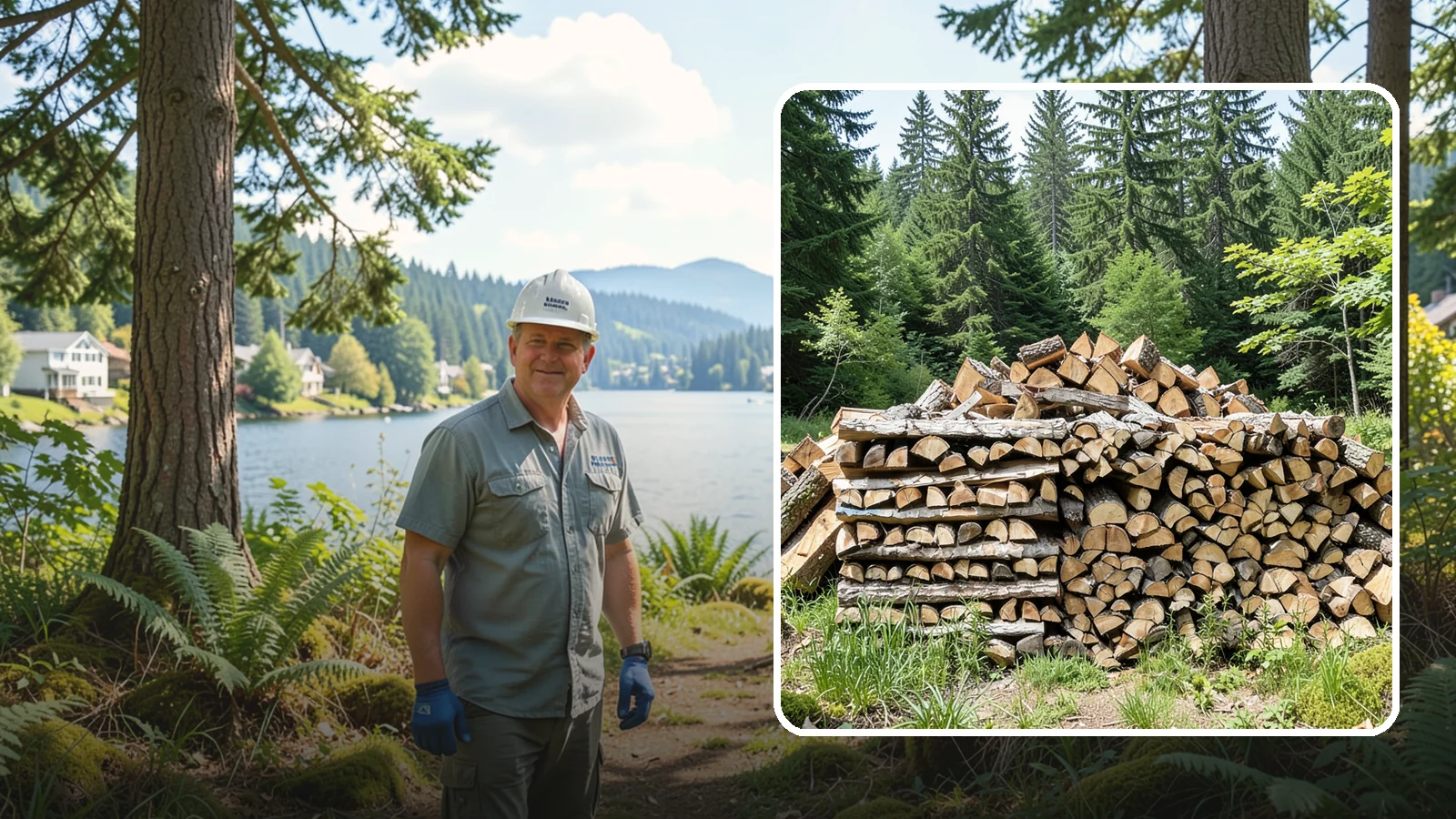 Wood Chip Cleanup in Milton, King County, WA - We remove the chips and fine splitting fragments left behind wherever firewood is cut, split, or handled.