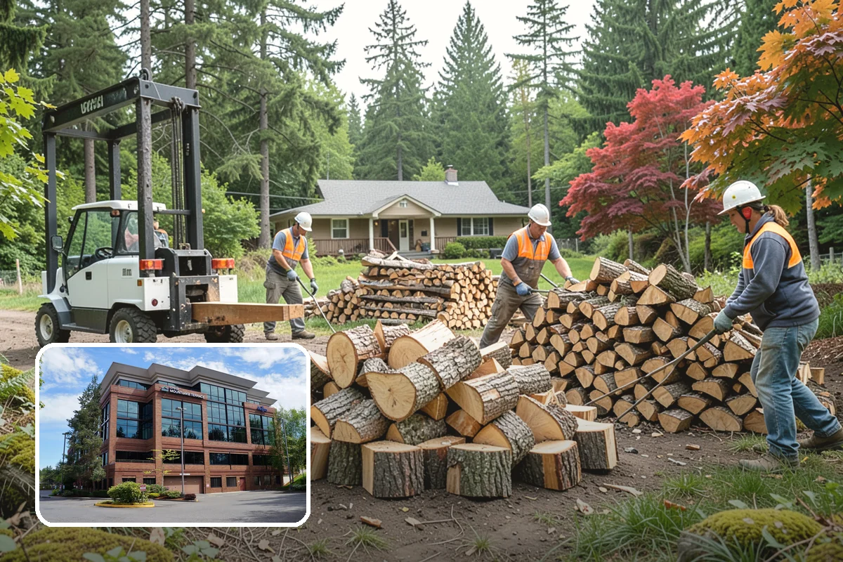 Wood Chip Cleanup in Mountlake Terrace, Snohomish County, WA - Clears cluttered splitting zones for safer footing