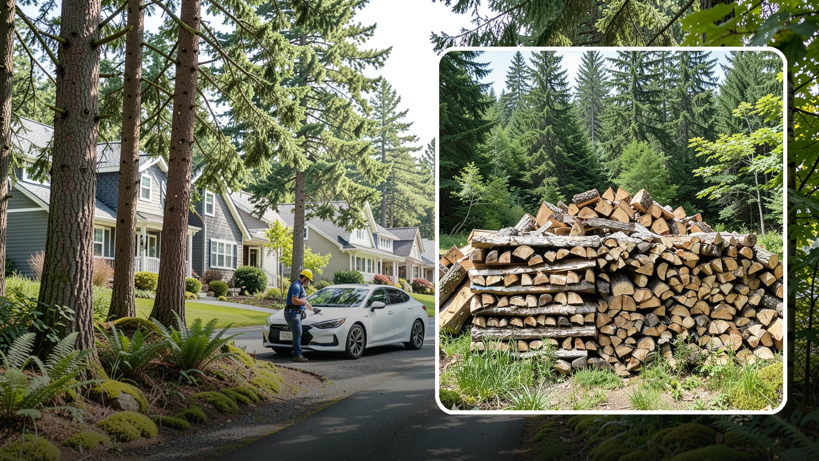 Wood Chip Cleanup in Normandy Park, King County, WA - We remove the chips and fine splitting fragments left behind wherever firewood is cut, split, or handled.