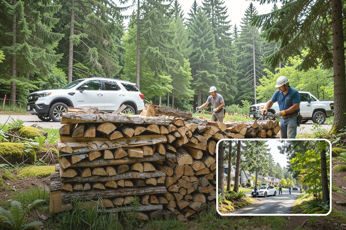 Wood Chip Cleanup in Normandy Park, King County, WA - Clears cluttered splitting zones for safer footing