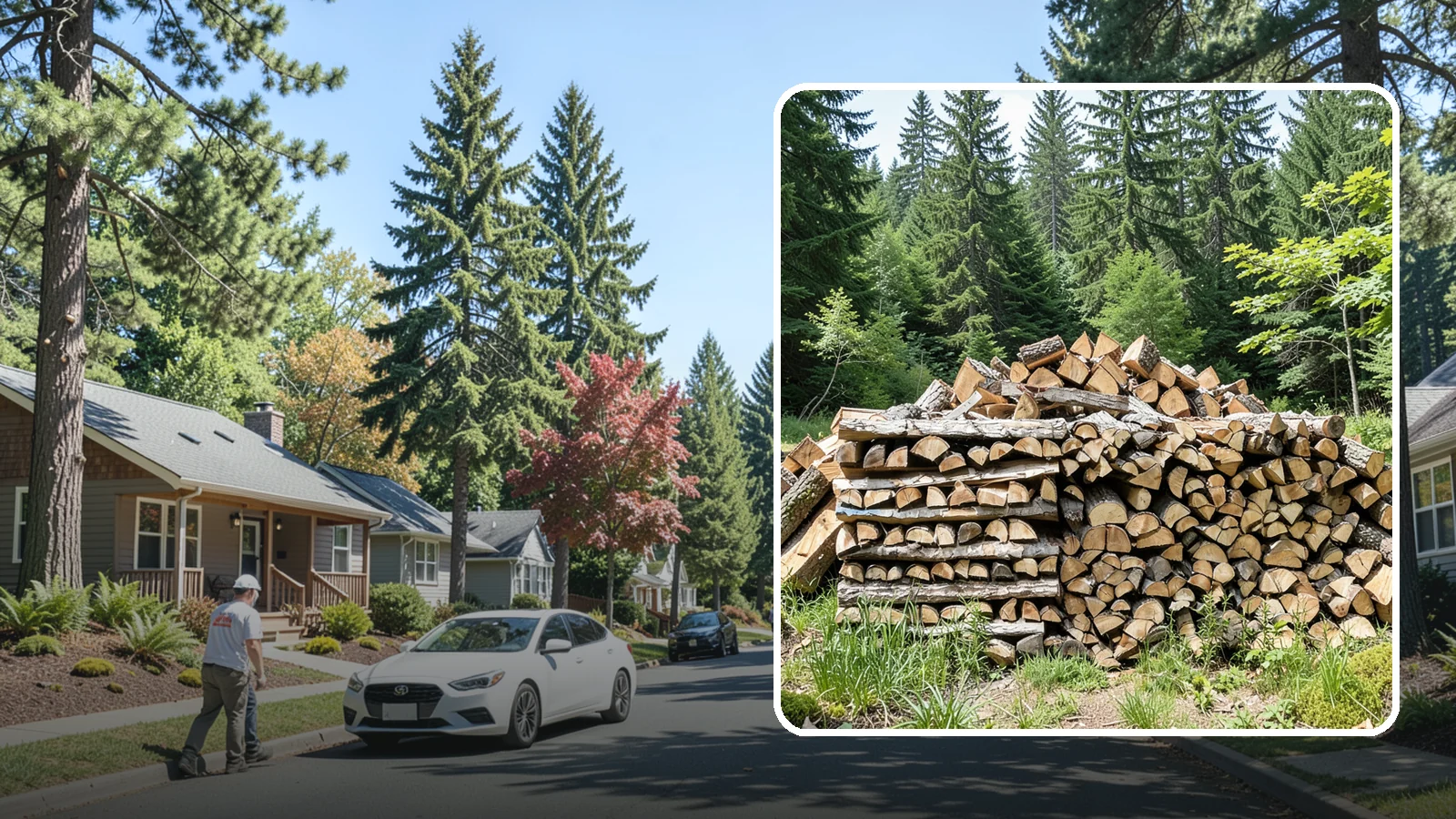 Wood Chip Cleanup in Orting, Pierce County, WA - We remove the chips and fine splitting fragments left behind wherever firewood is cut, split, or handled.