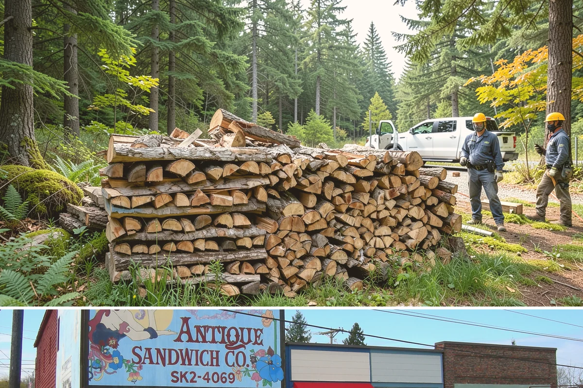 Wood Chip Cleanup in Ruston, Pierce County, WA - Anytime after a big splitting session, with spring being popular once winter processing wraps up and the ground firms.