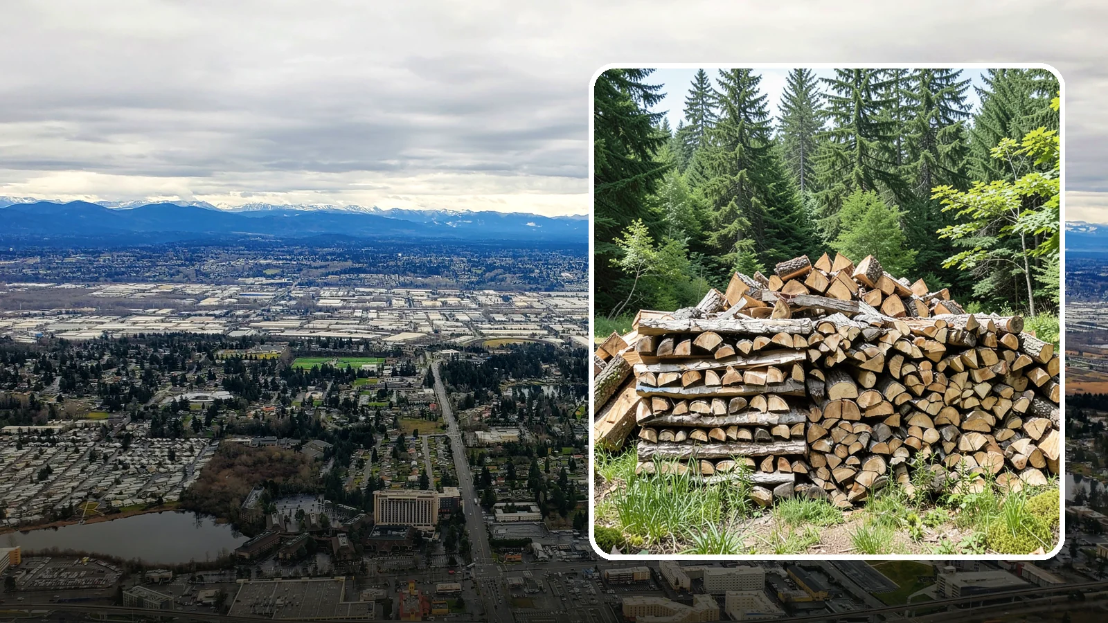 Wood Chip Cleanup in SeaTac, WA - We remove the chips and fine splitting fragments left behind wherever firewood is cut, split, or handled.