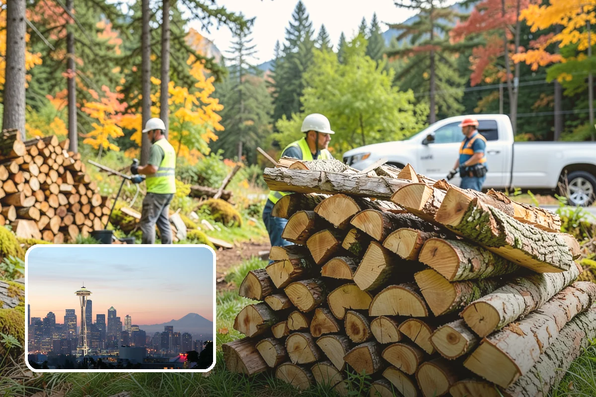Wood Chip Cleanup in Seattle, King County, WA - Clears cluttered splitting zones for safer footing