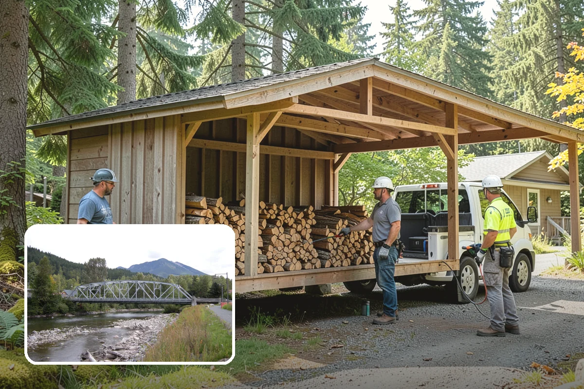 Wood Chip Cleanup in Skykomish, King County, WA - Clears cluttered splitting zones for safer footing