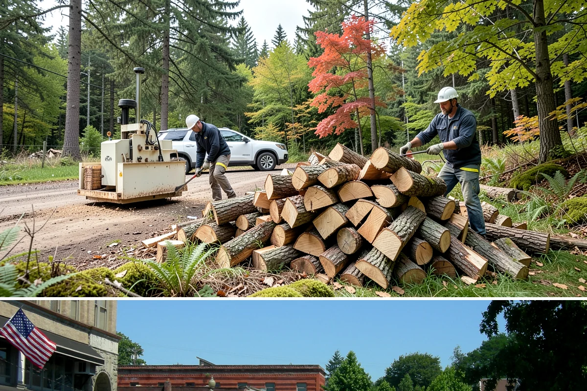 Wood Chip Cleanup in Snohomish, Snohomish County, WA - Anytime after a big splitting session, with spring being popular once winter processing wraps up and the ground firms.