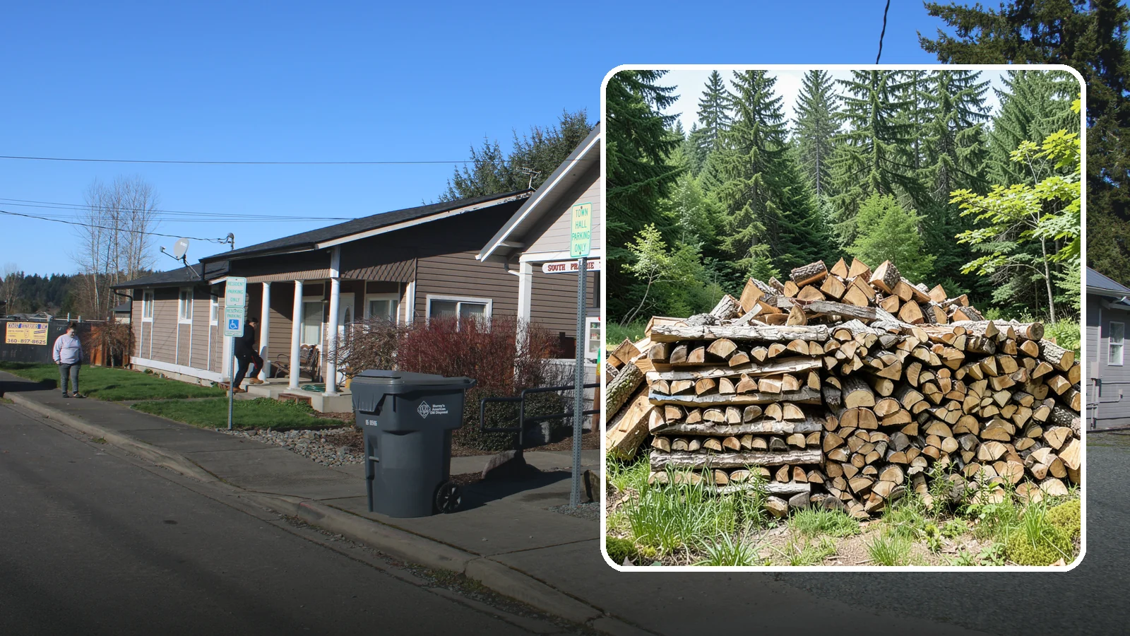 Wood Chip Cleanup in South Prairie, Pierce County, WA - We remove the chips and fine splitting fragments left behind wherever firewood is cut, split, or handled.
