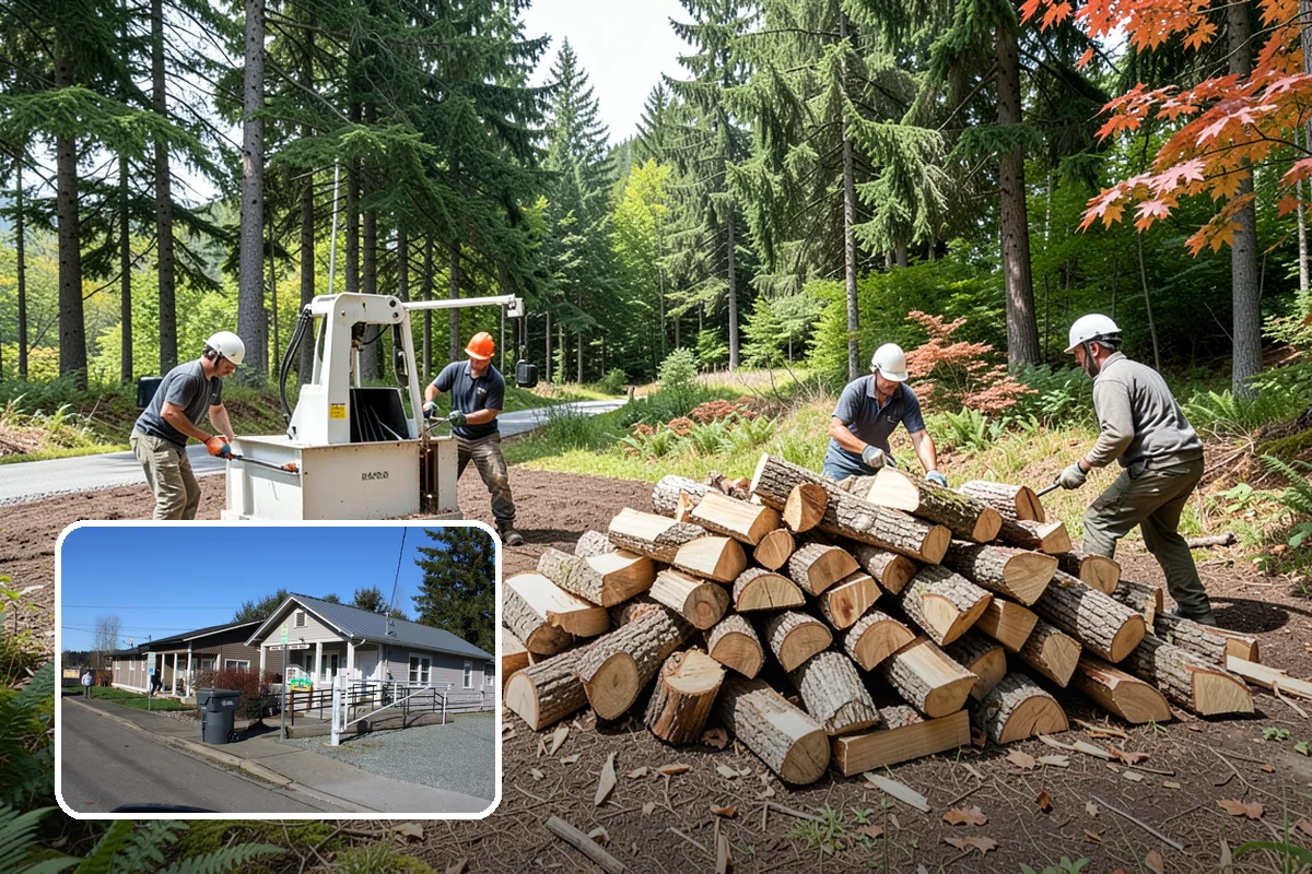 Wood Chip Cleanup in South Prairie, Pierce County, WA - Clears cluttered splitting zones for safer footing