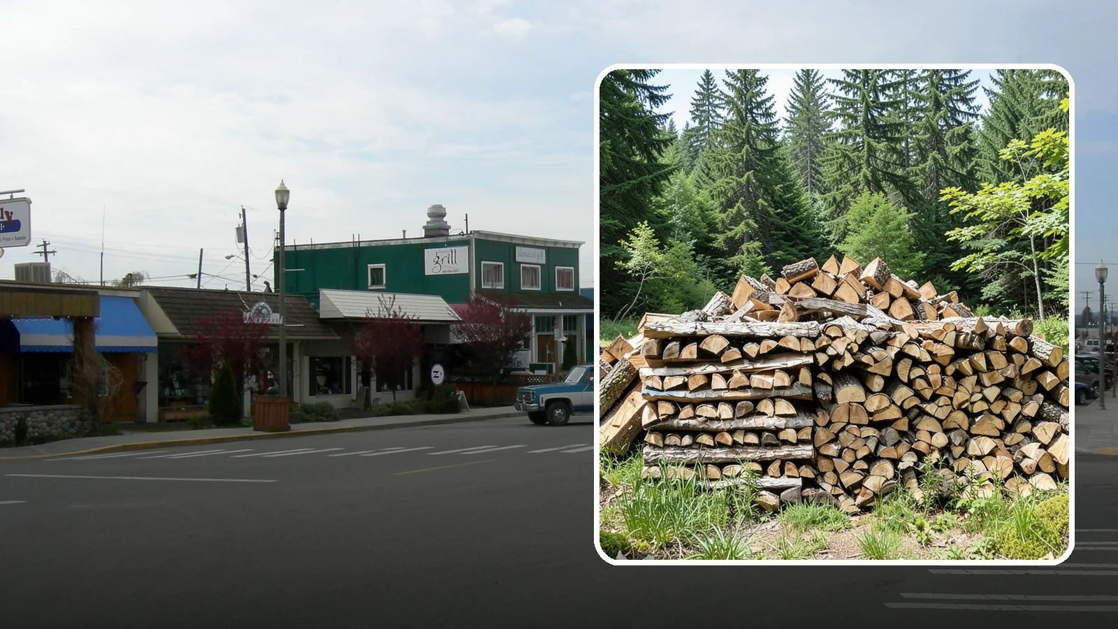 Wood Chip Cleanup in Stanwood, Snohomish County, WA - We remove the chips and fine splitting fragments left behind wherever firewood is cut, split, or handled.