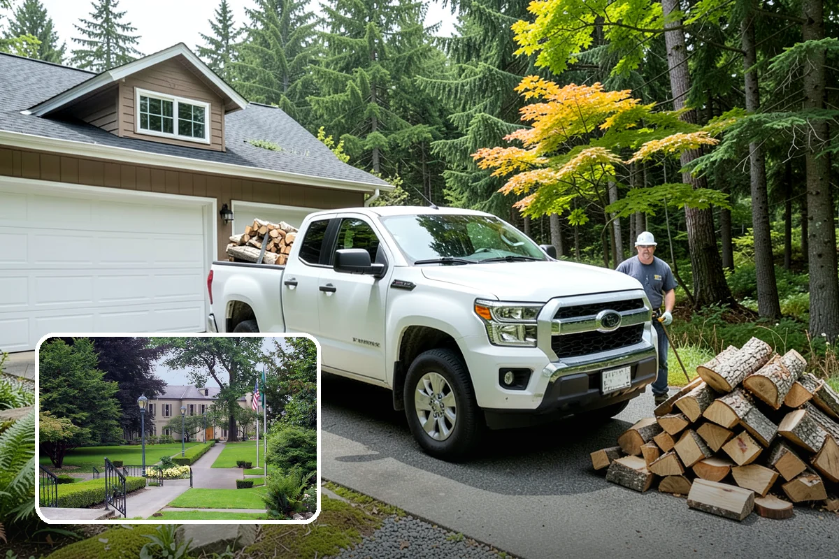 Wood Chip Cleanup in Woodinville, King County, WA - Clears cluttered splitting zones for safer footing