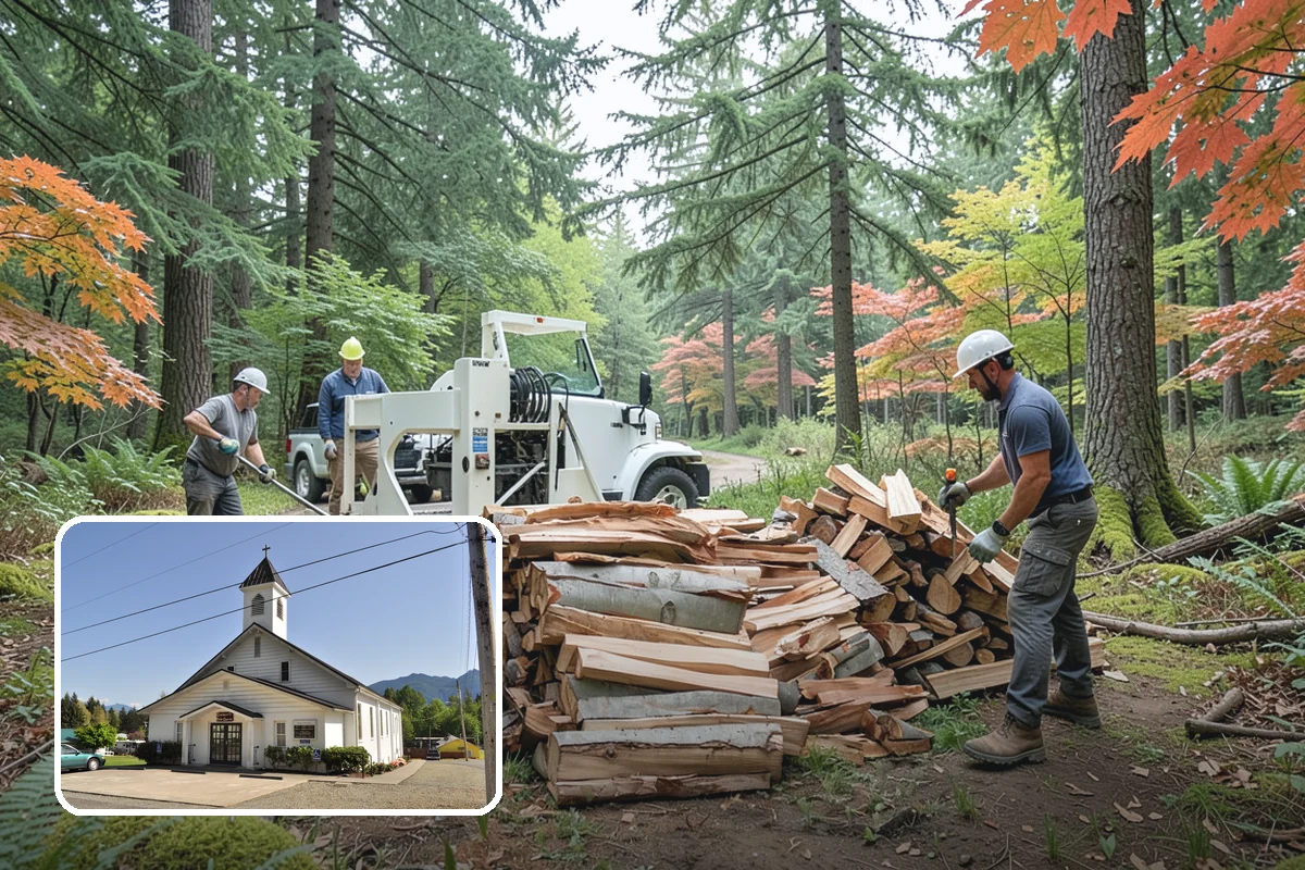 Wood Chunks in Concrete, Skagit County, WA - Longer smolder than chips for sustained smoke