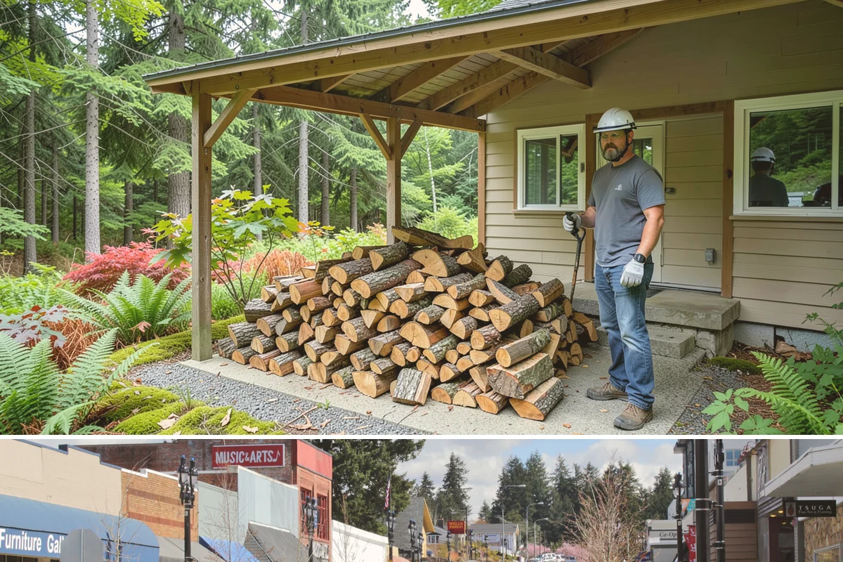 Woodshed Cleanup in Bothell, King County, WA - Late summer or early fall is best, clearing the shed before it fills for the burning season.